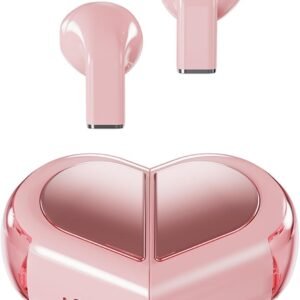 Pink Heart Design Wireless Earphones for Girls
